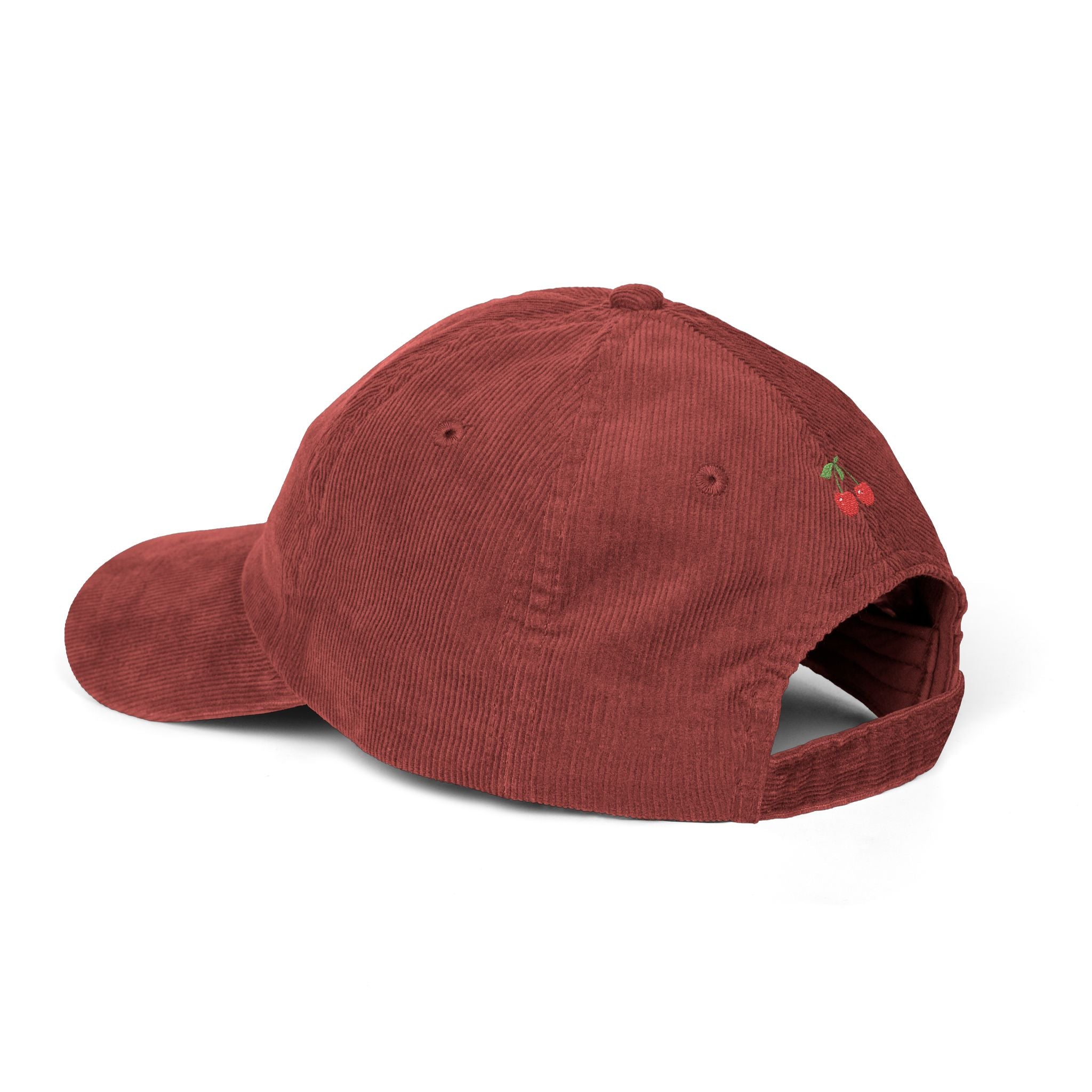 Corduroy Embroidered Cap — Retro Sun & Cherry Vintage Hat