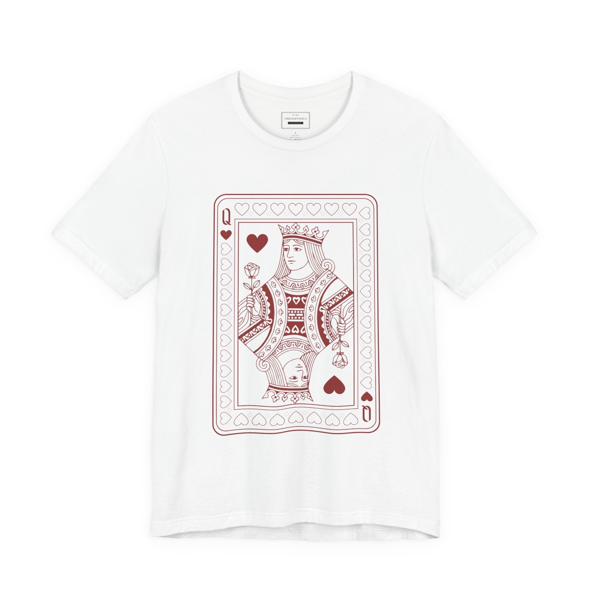 Queen of Hearts Playing Card T‑Shirt – Vintage Casino Graphic Tee