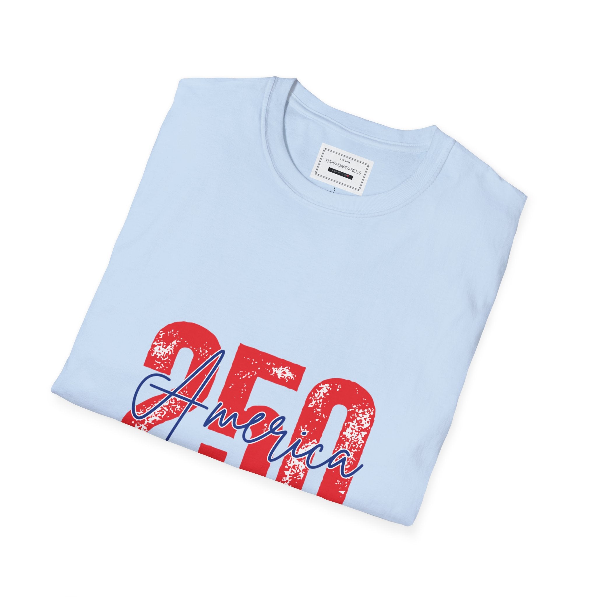 250 Years Freedom Celebration T-Shirt — "Celebrating 250 years of freedom." Patriotic Anniversary Tee