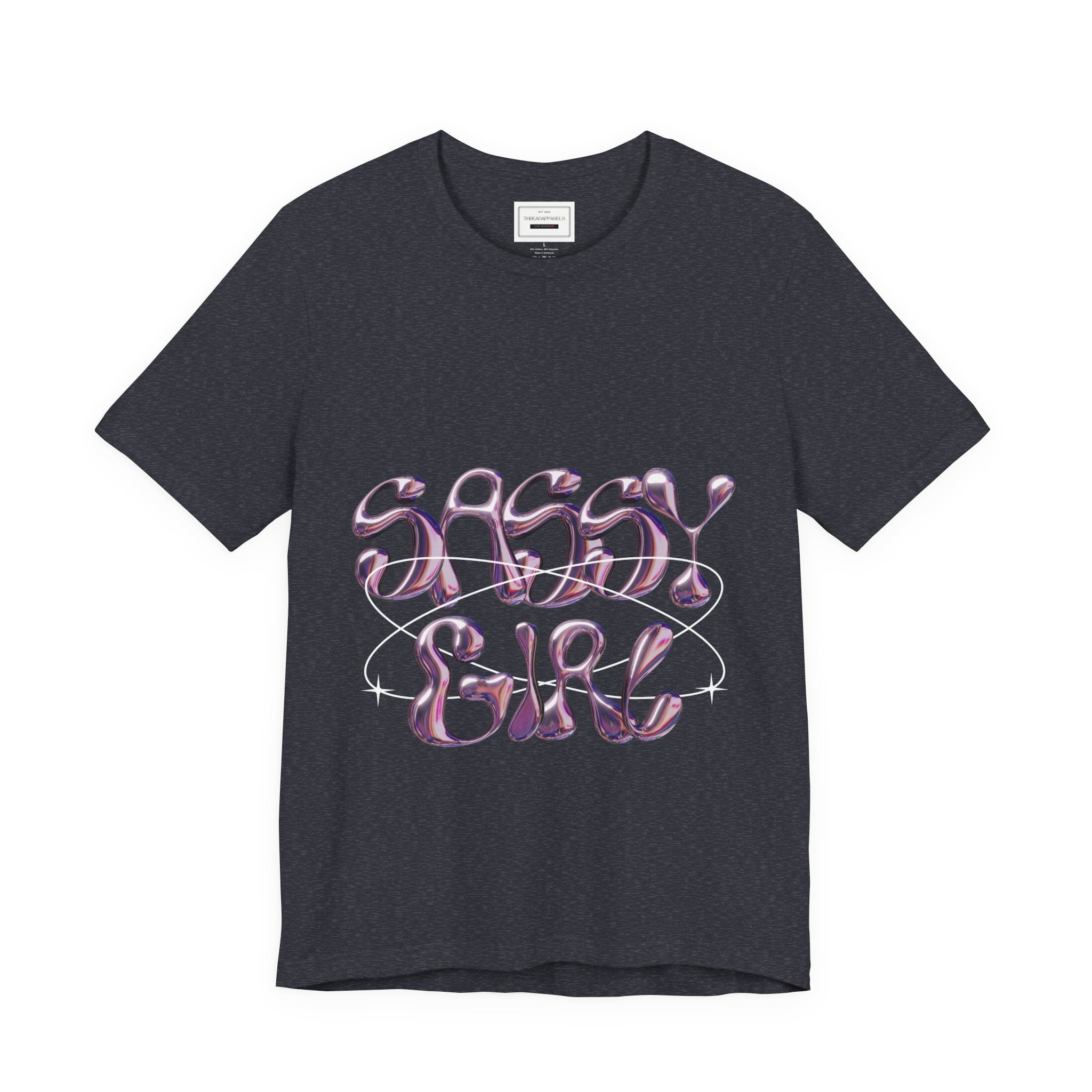Sassy Girl Tee — Retro Bubble Letter Graphic Shirt