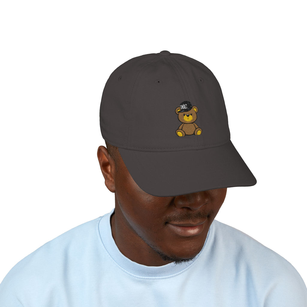 Embroidered Teddy Bear Baseball Cap — Organic Cotton Adjustable Hat