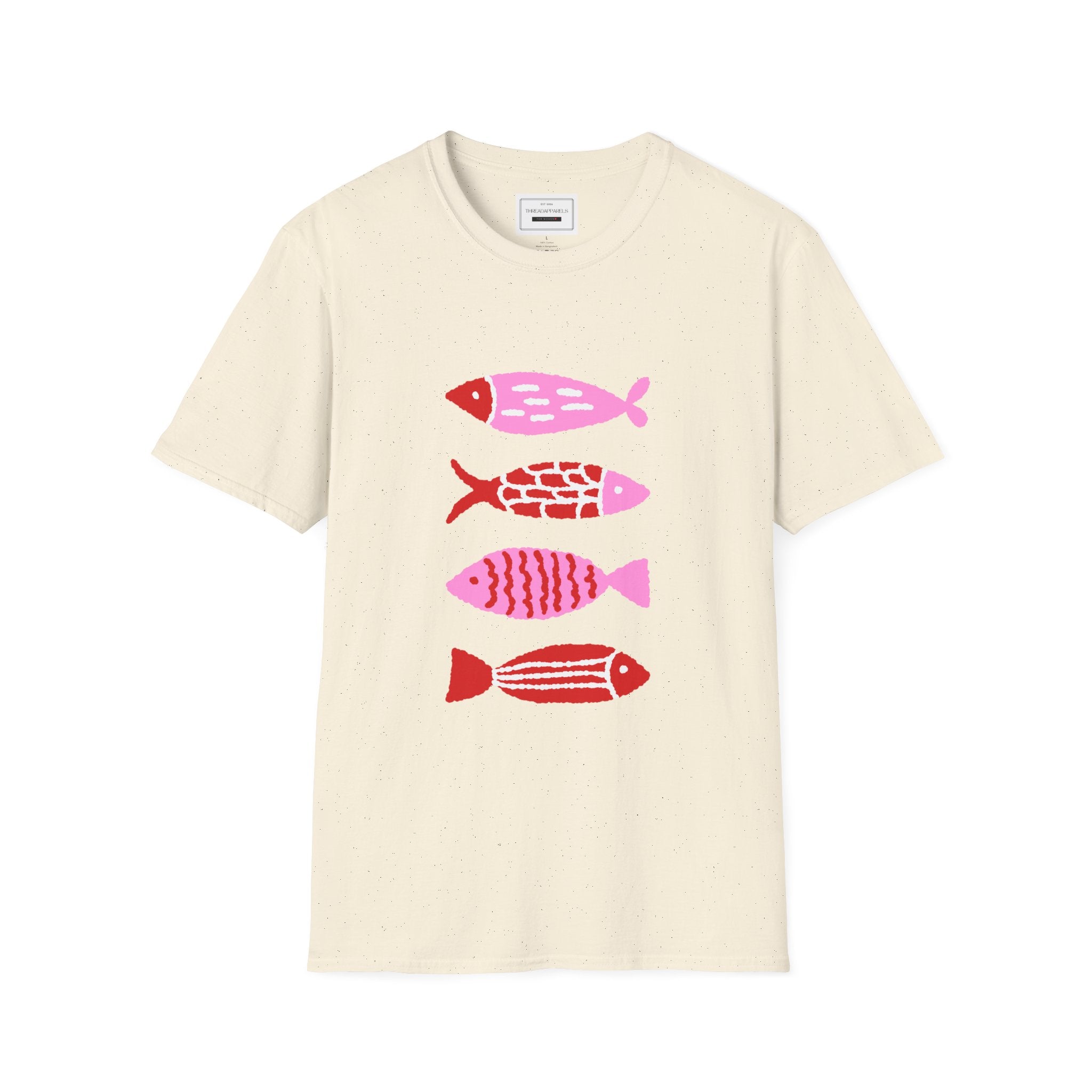 Fish Stacked Tee — Cute Pink & Red Graphic T-Shirt for Beach Lovers