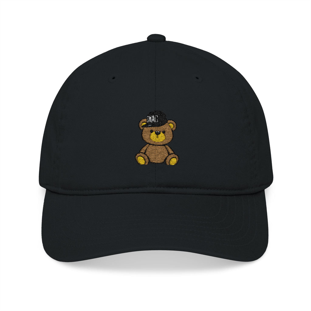 Embroidered Teddy Bear Baseball Cap — Organic Cotton Adjustable Hat