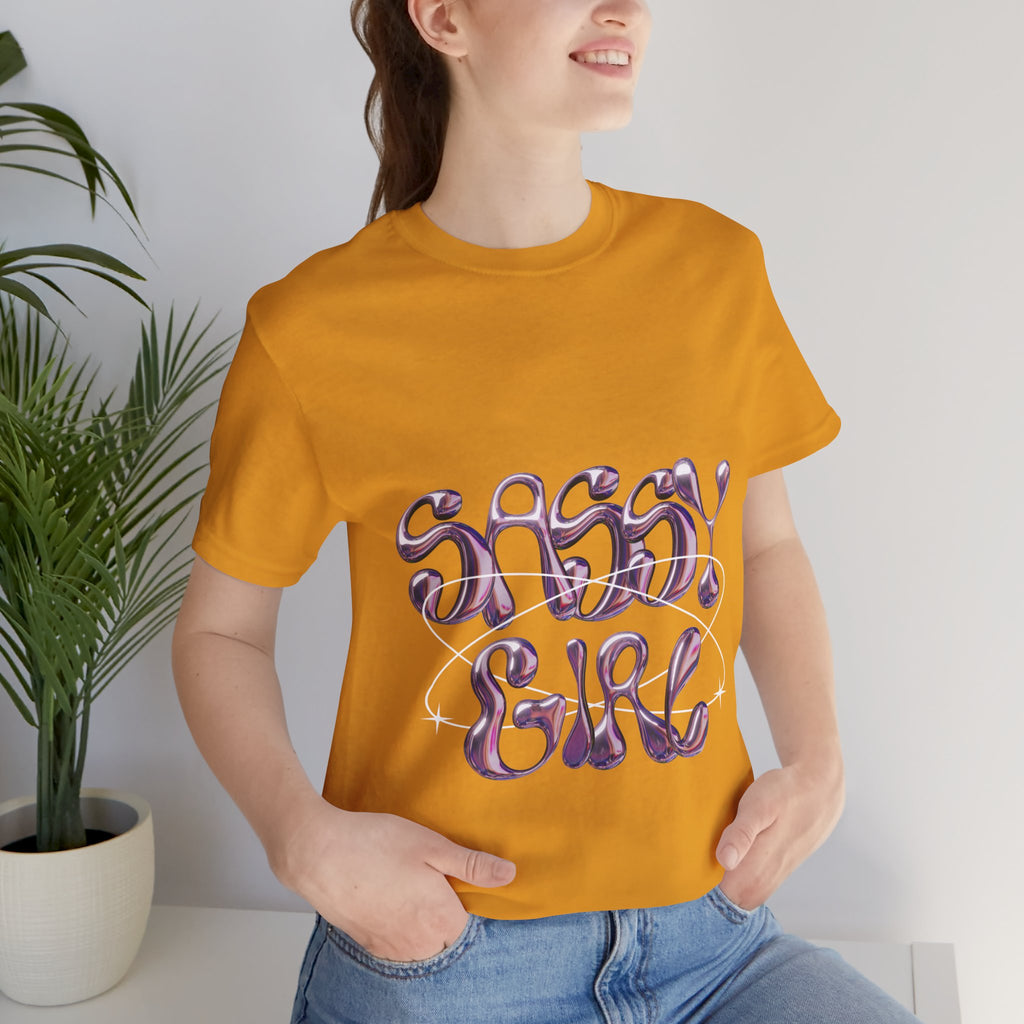 Sassy Girl Tee — Retro Bubble Letter Graphic Shirt
