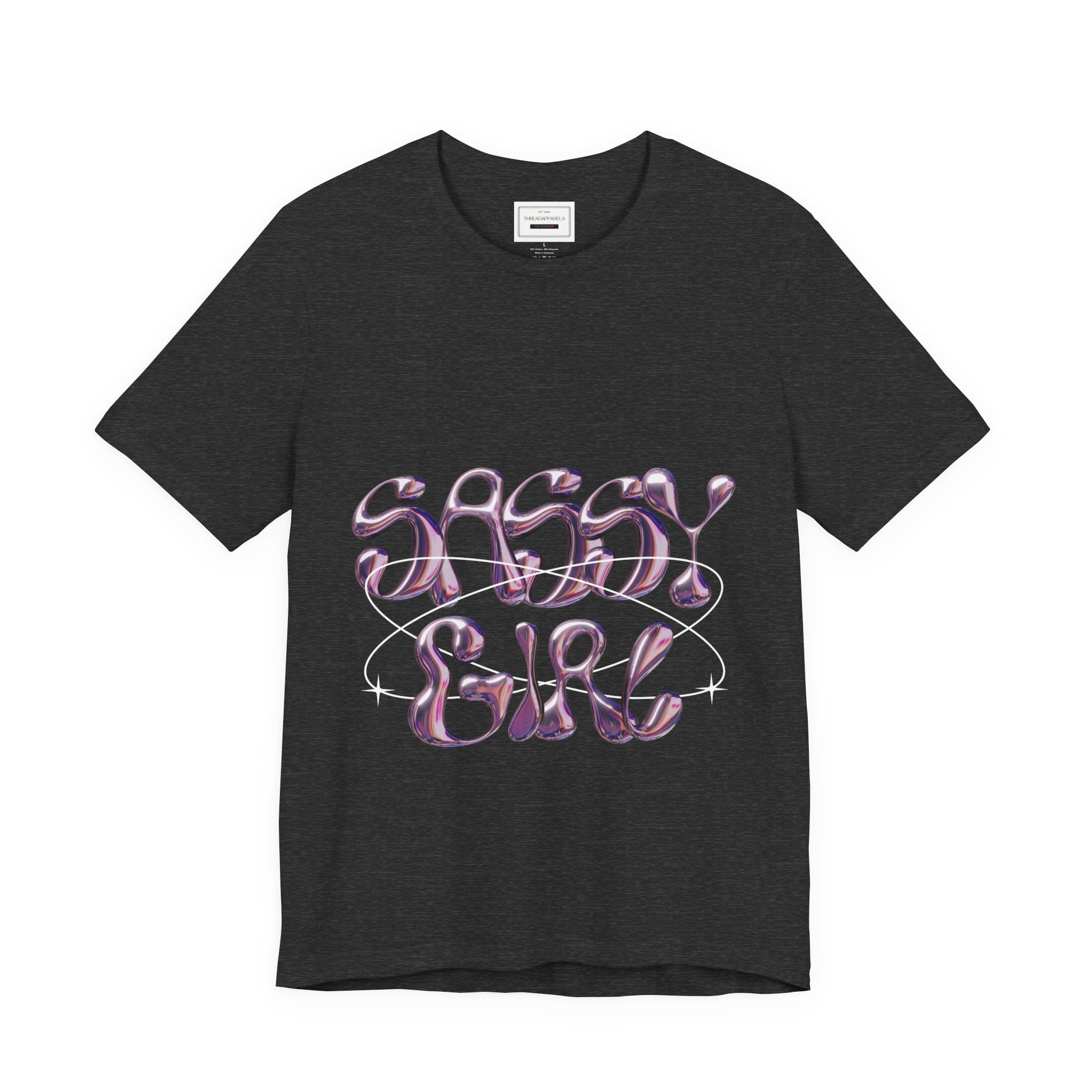 Sassy Girl Tee — Retro Bubble Letter Graphic Shirt