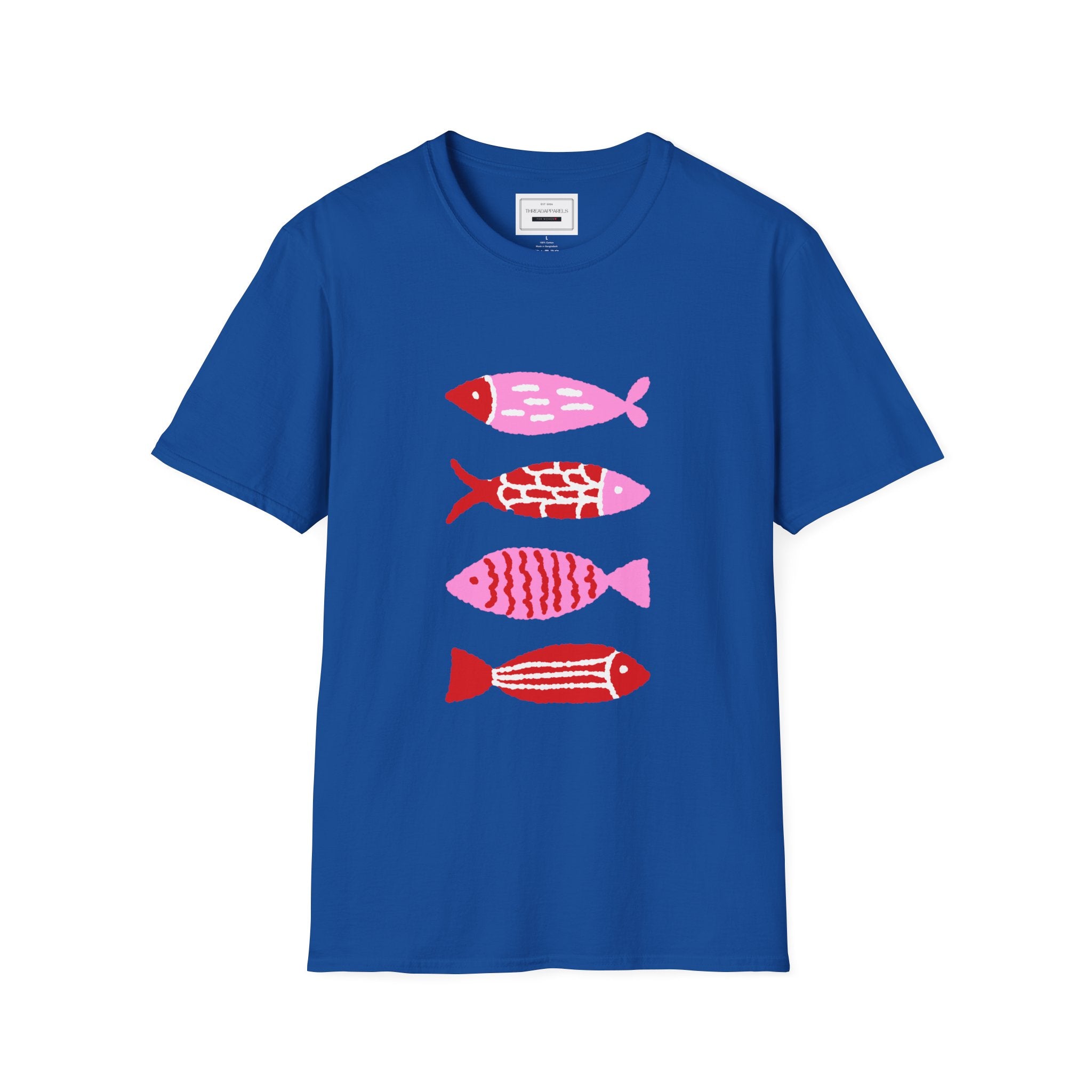 Fish Stacked Tee — Cute Pink & Red Graphic T-Shirt for Beach Lovers