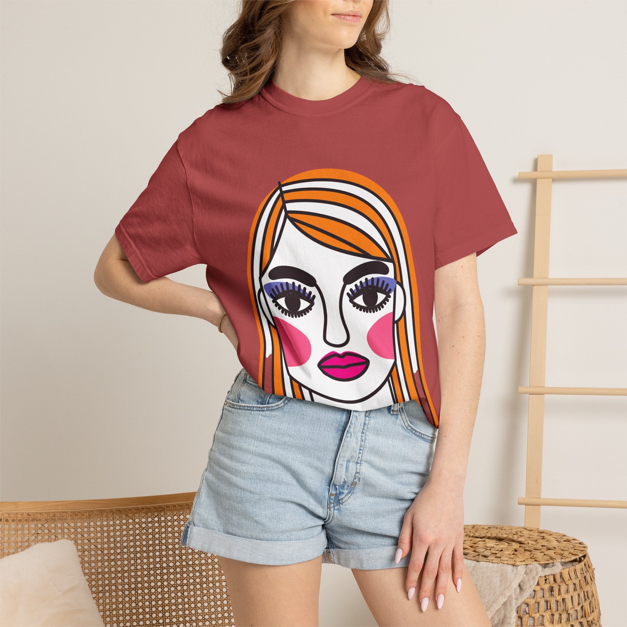 Pop Art Portrait T‑Shirt — Graphic Women's Face Tee
