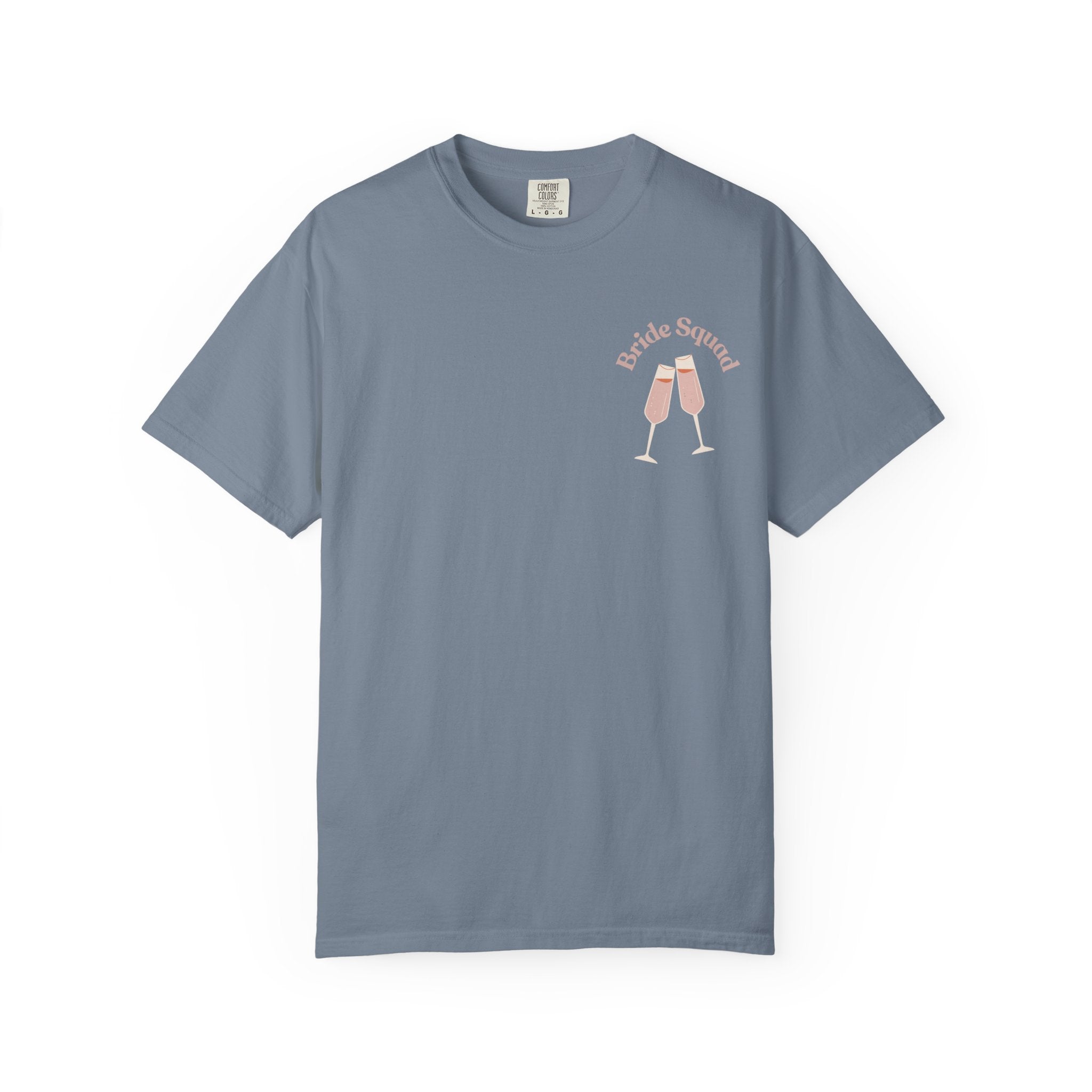 "Bridal Squad" Bridesmaid T‑Shirt — Minimal Champagne Bubbles Design