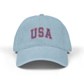 USA Embroidered Denim Hat — Light Wash Baseball Cap