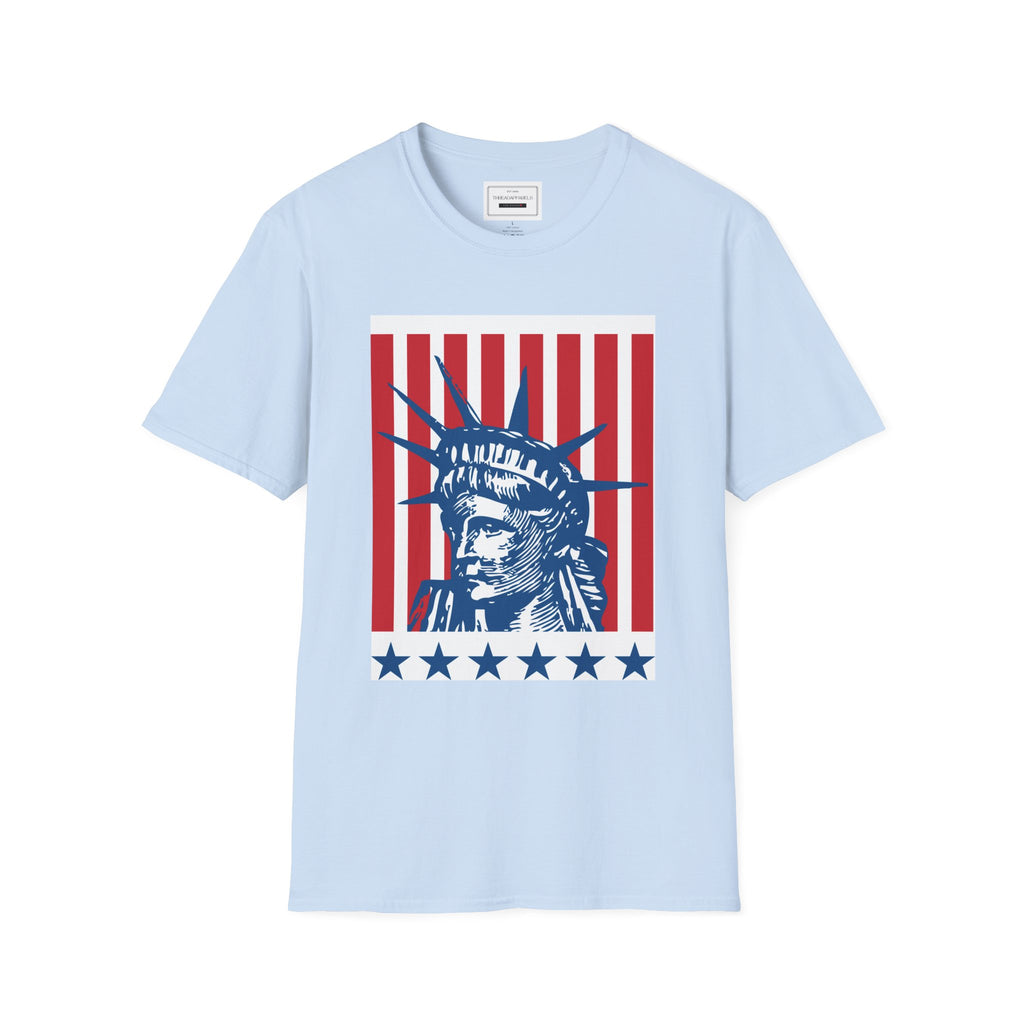 Liberty Statue Tee — Retro American Flag Stars Graphic T-Shirt