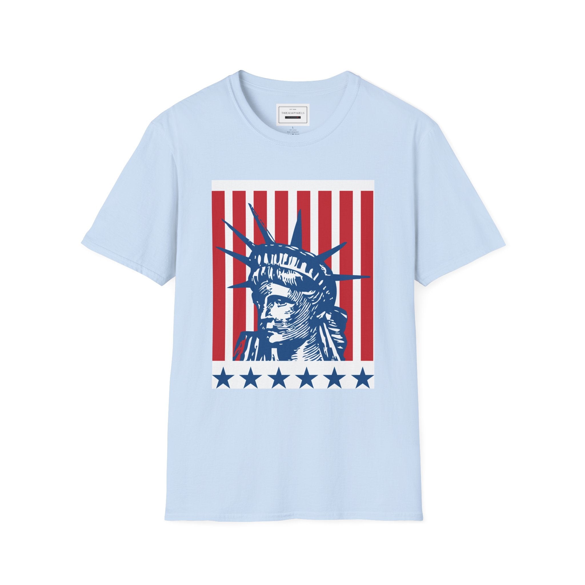Liberty Statue Tee — Retro American Flag Stars Graphic T-Shirt