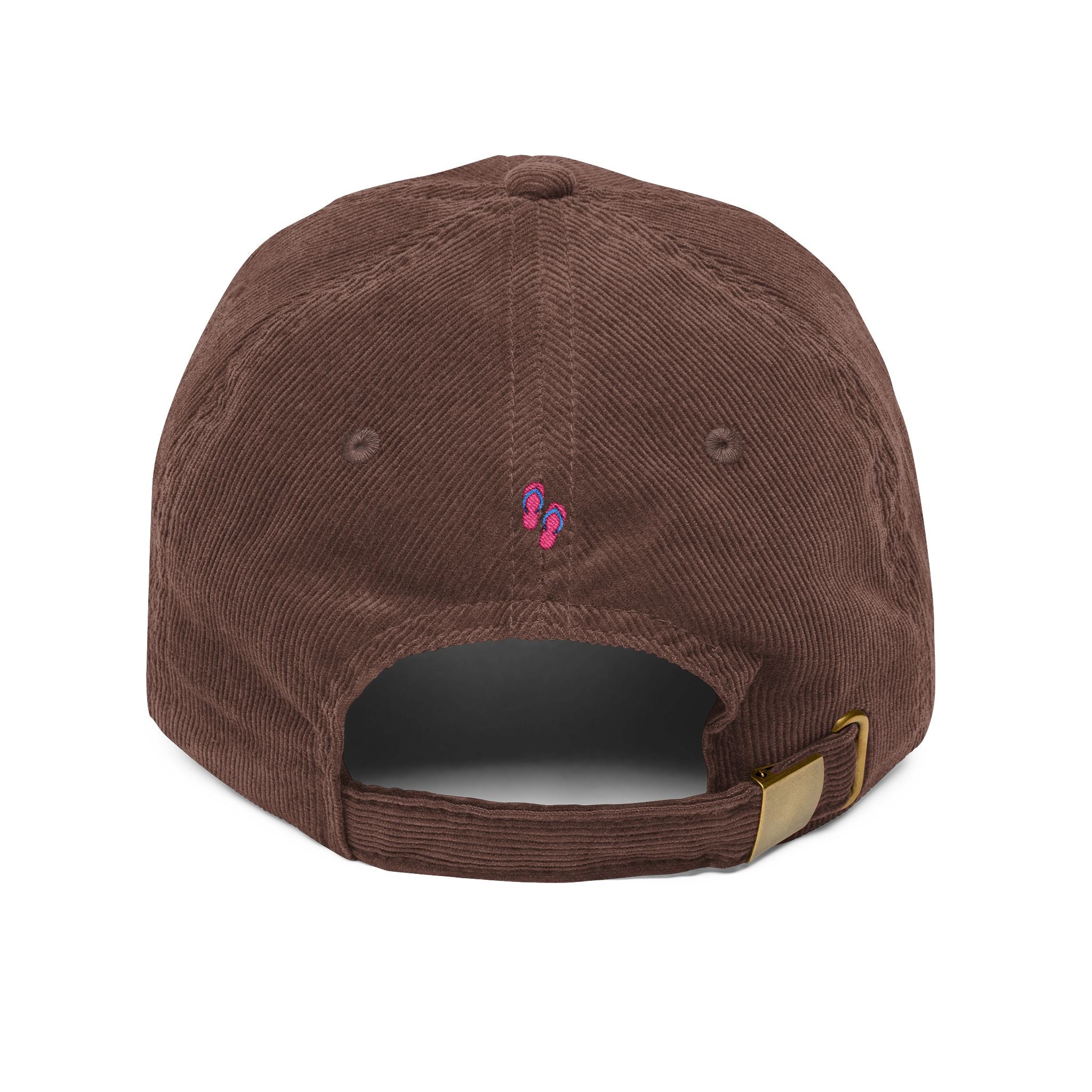 Vintage Corduroy Baseball Cap — Embroidered Green Cactus with Sunburst