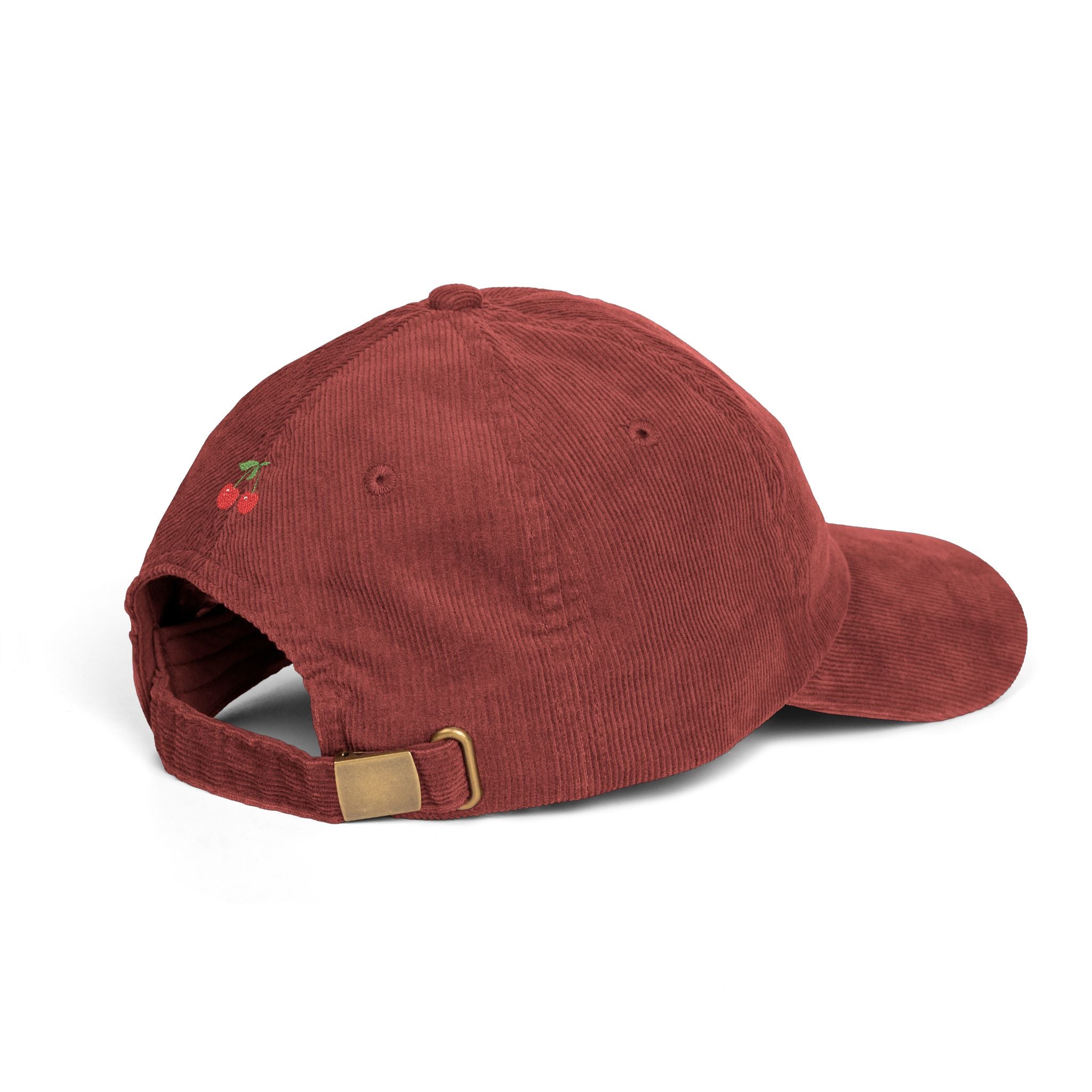 Corduroy Embroidered Cap — Retro Sun & Cherry Vintage Hat