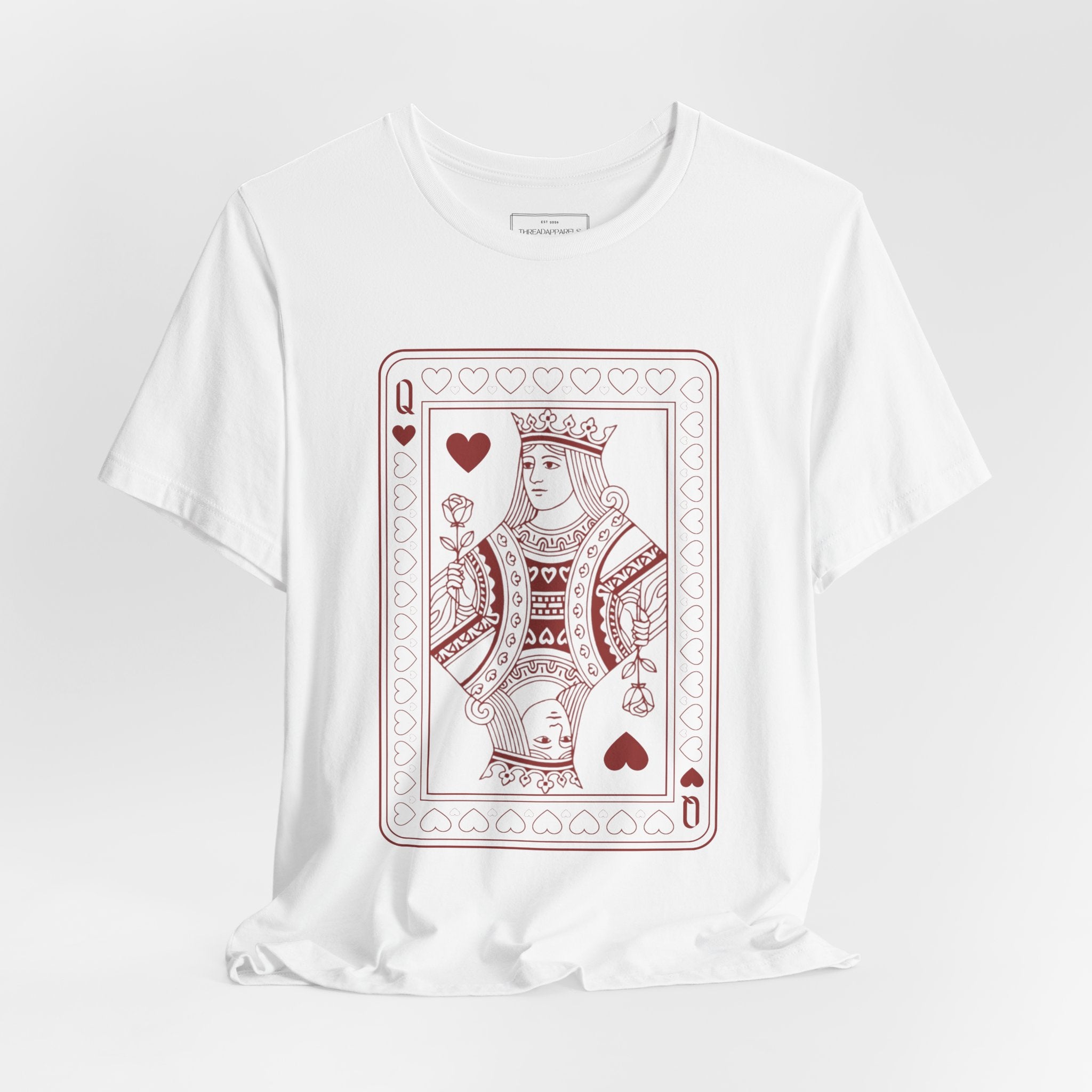 Queen of Hearts Playing Card T‑Shirt – Vintage Casino Graphic Tee