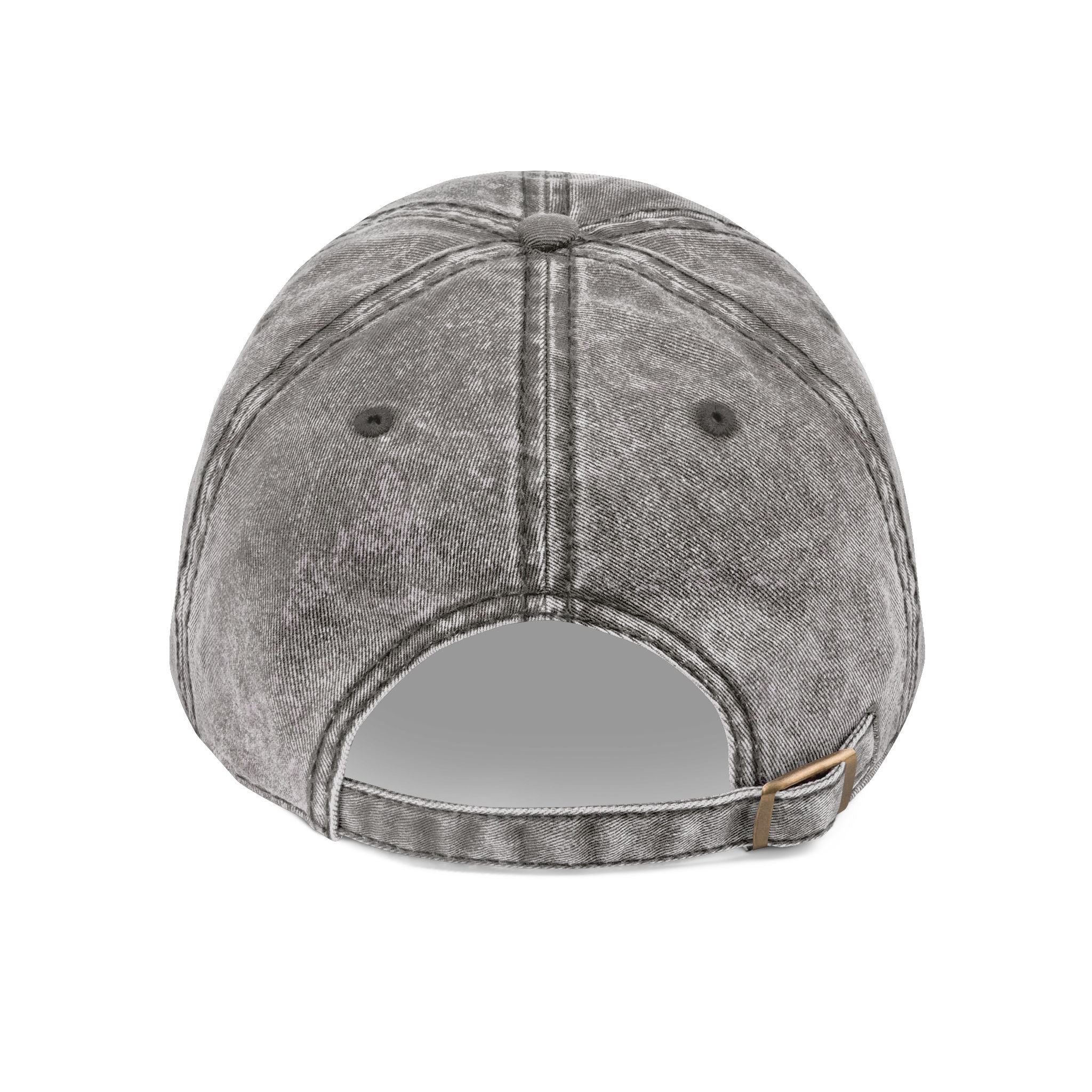Vintage Embroidered Rose Cap — Washed Grey Floral Baseball Hat