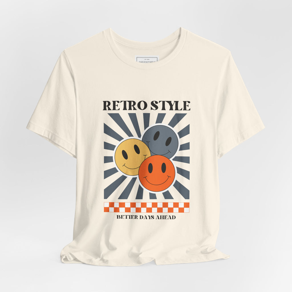 Retro Smiley Tee — "Retro Style" Graphic Short Sleeve
