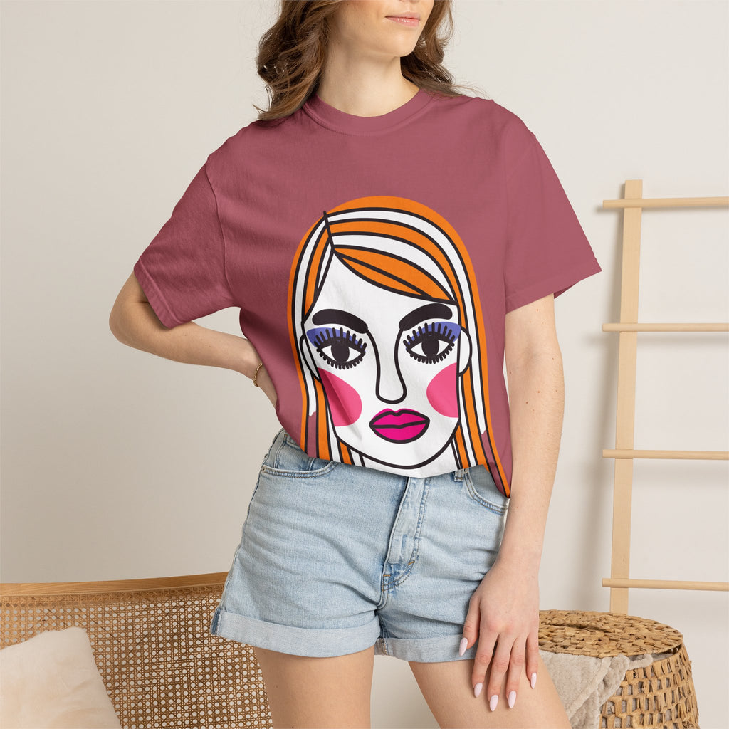 Pop Art Portrait T‑Shirt — Graphic Women's Face Tee