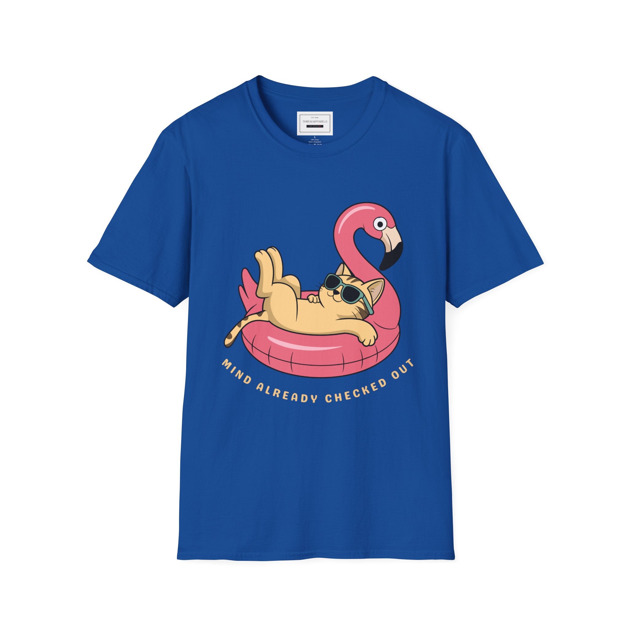 Pug on Flamingo Float T-Shirt — "Mind Whereya Cheekin Out" Cute  Graphic Tee