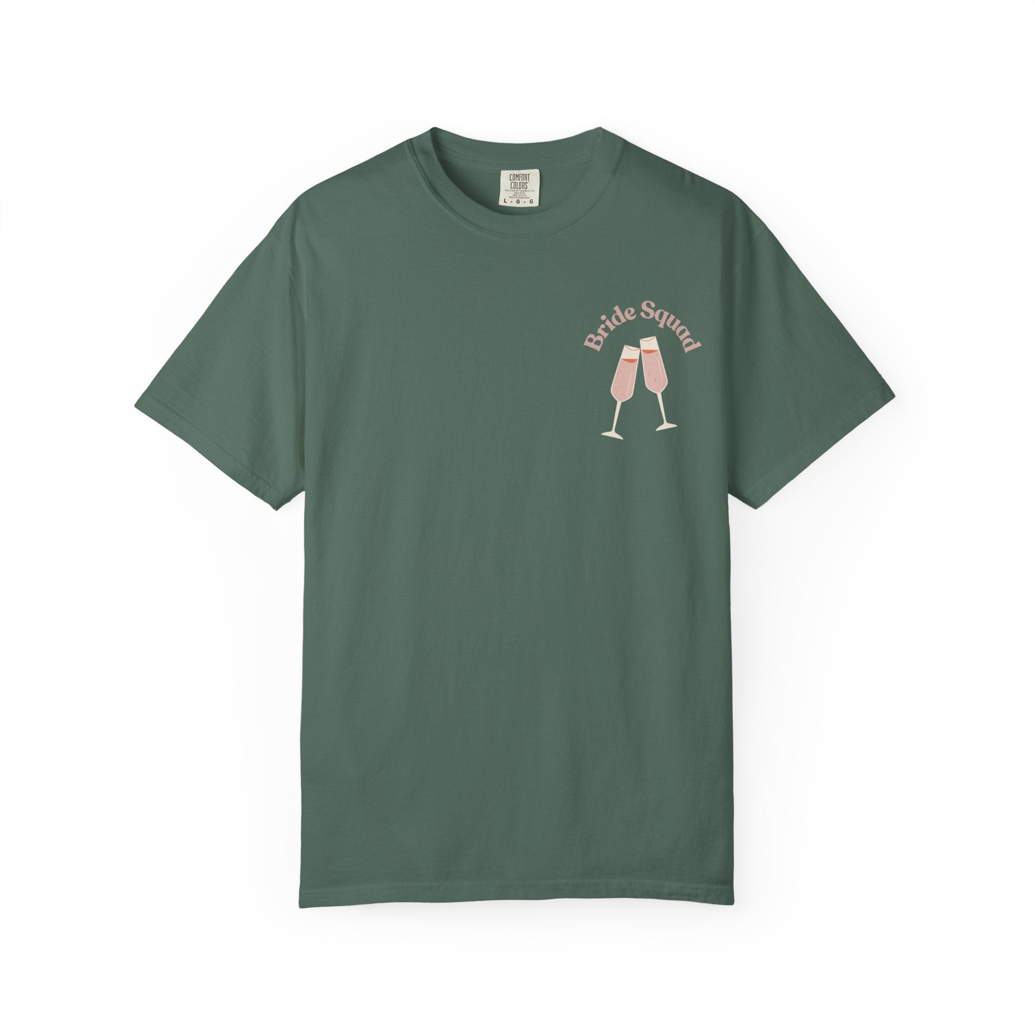 "Bridal Squad" Bridesmaid T‑Shirt — Minimal Champagne Bubbles Design