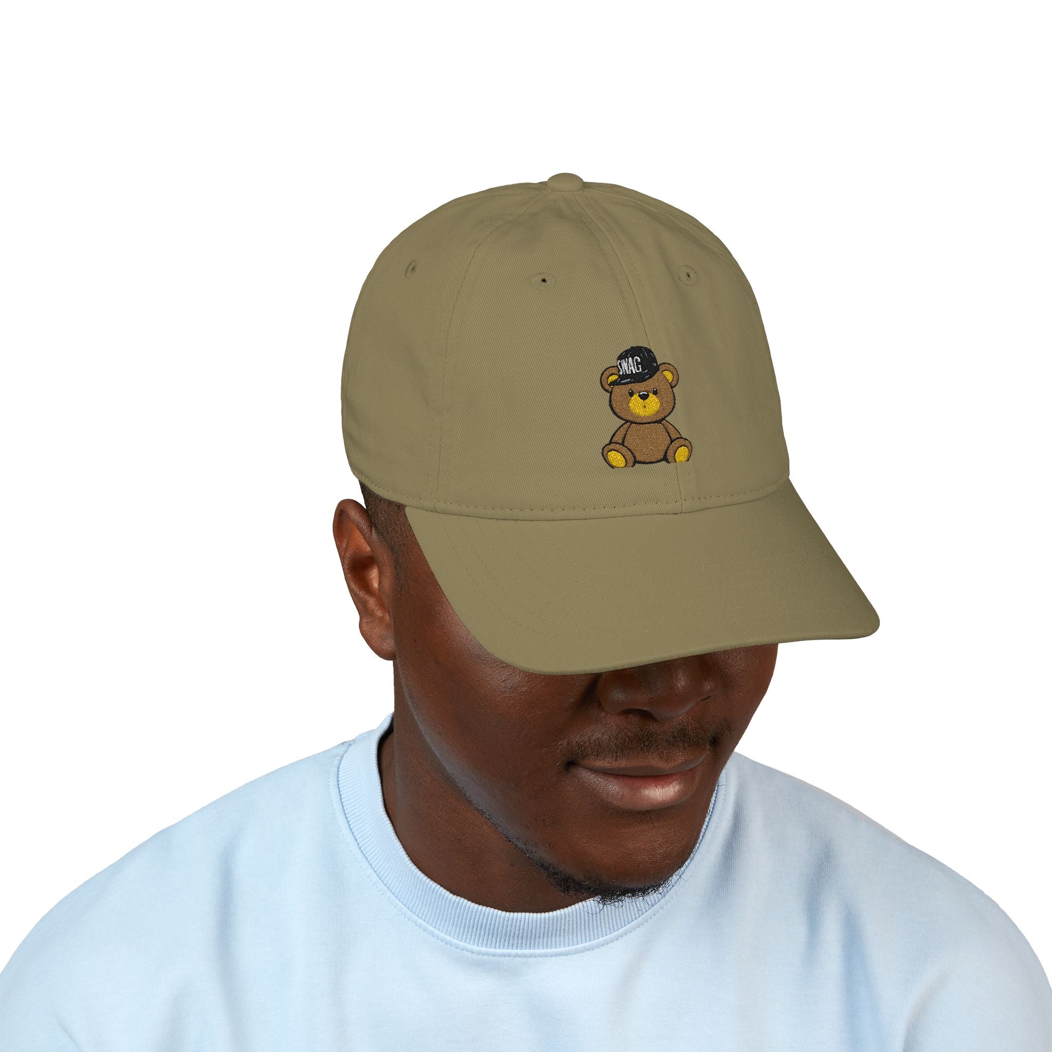 Embroidered Teddy Bear Baseball Cap — Organic Cotton Adjustable Hat