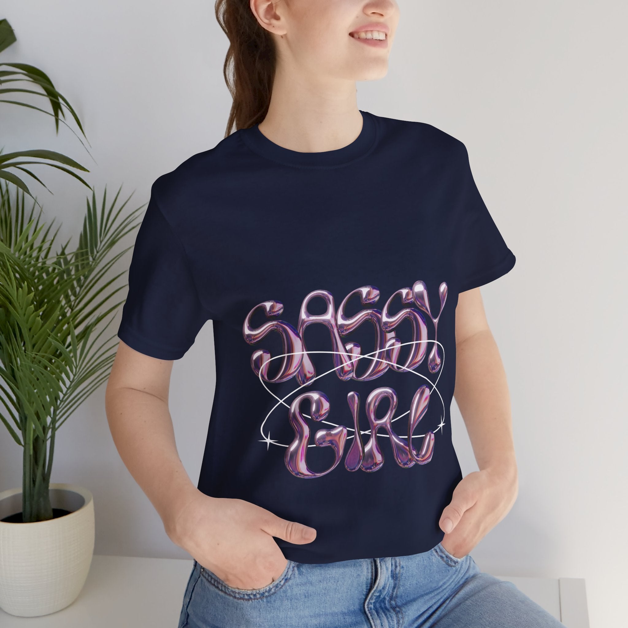 Sassy Girl Tee — Retro Bubble Letter Graphic Shirt