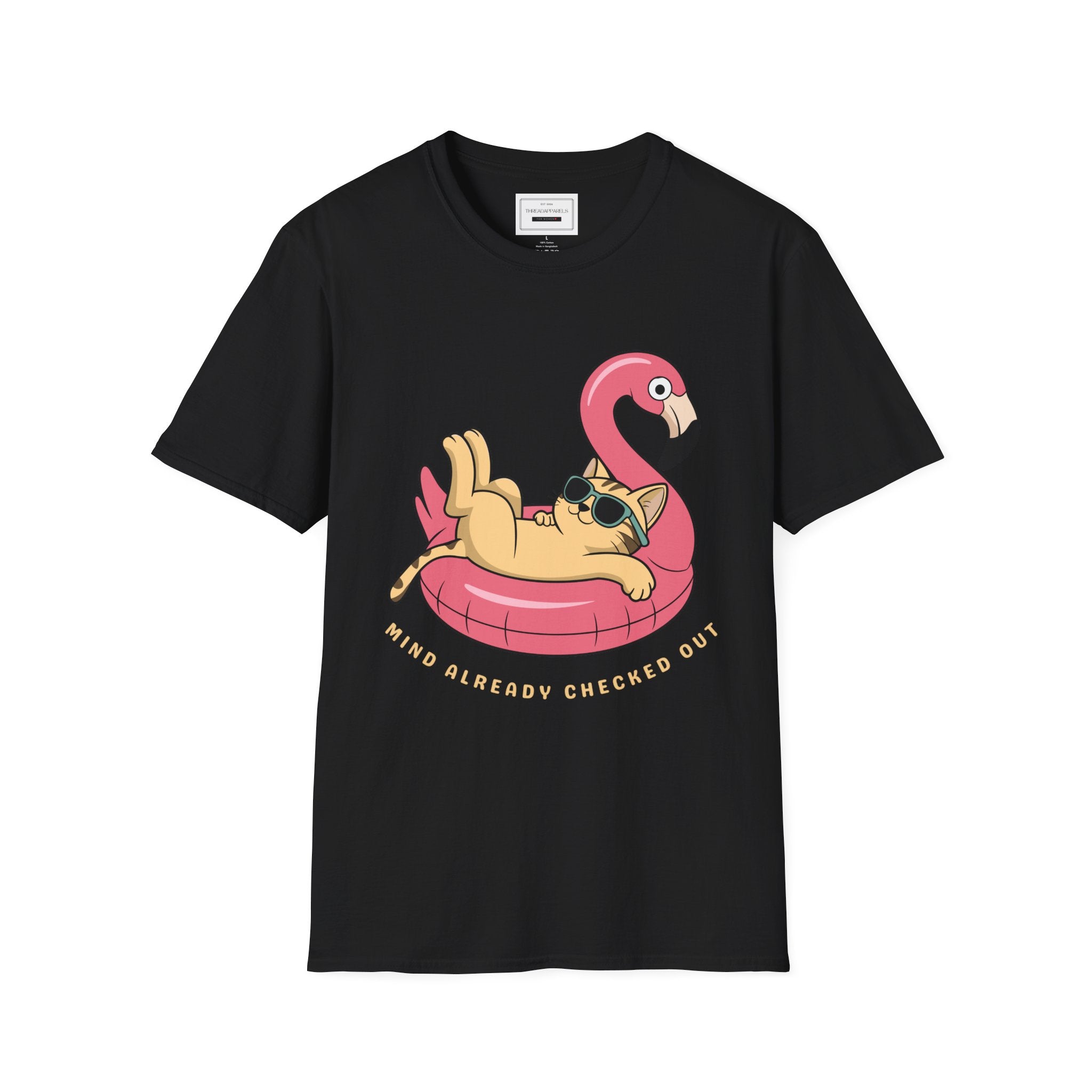 Pug on Flamingo Float T-Shirt — "Mind Whereya Cheekin Out" Cute  Graphic Tee