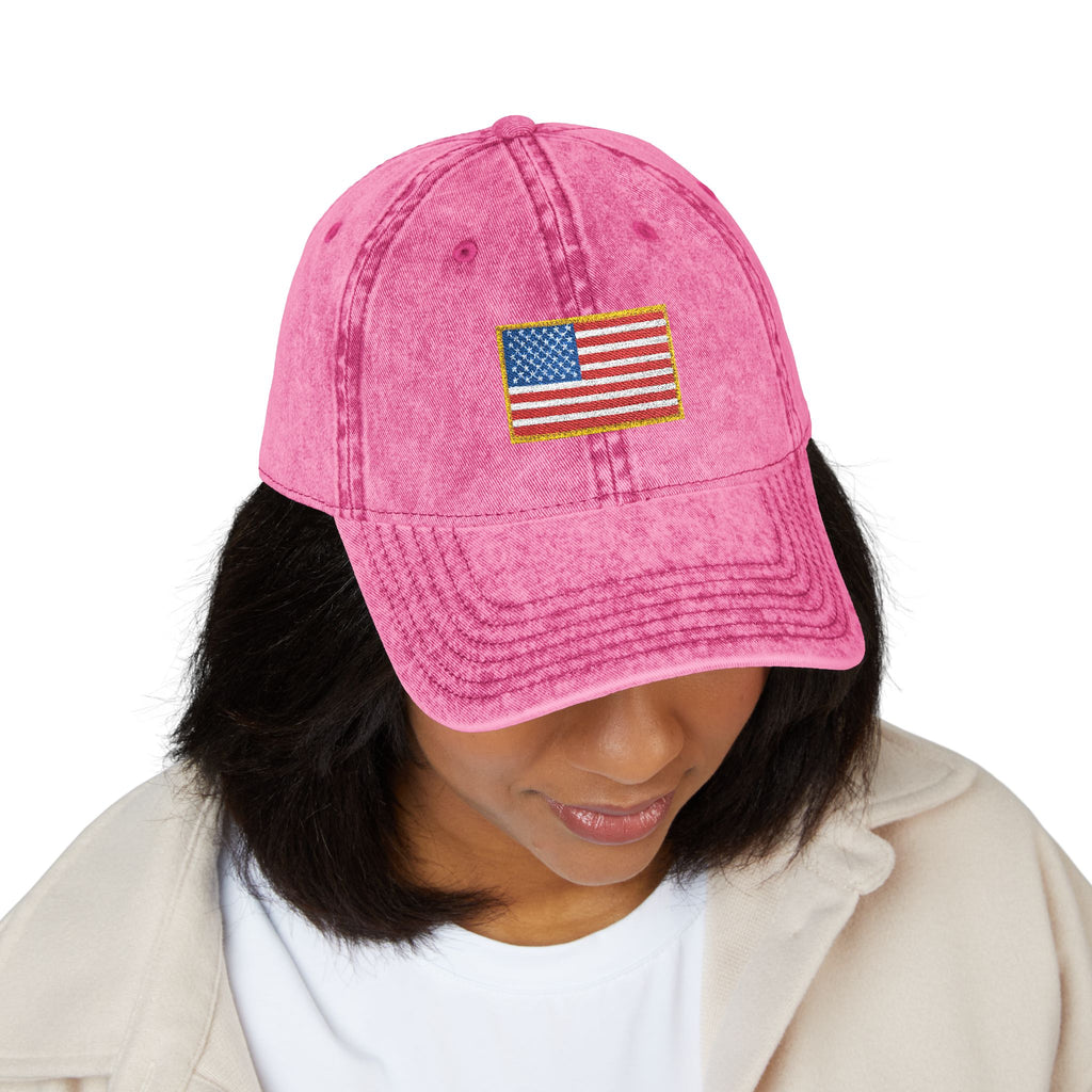 Embroidered Vintage American Flag Cap —  Hat for Patriotic Gifts