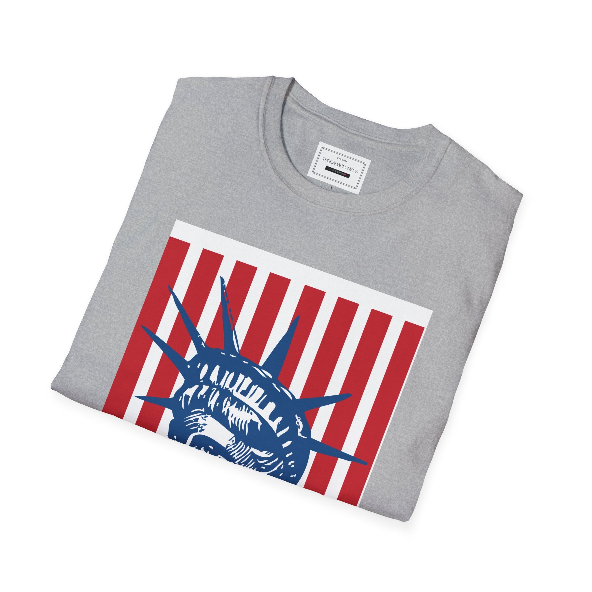 Liberty Statue Tee — Retro American Flag Stars Graphic T-Shirt