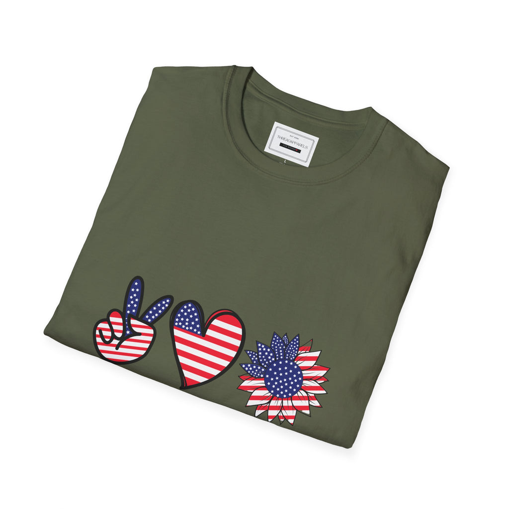Peace Love America T-Shirt — Patriotic 4th of July Tee