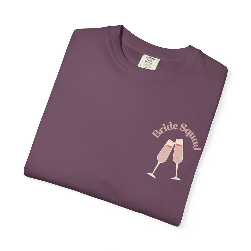 "Bridal Squad" Bridesmaid T‑Shirt — Minimal Champagne Bubbles Design