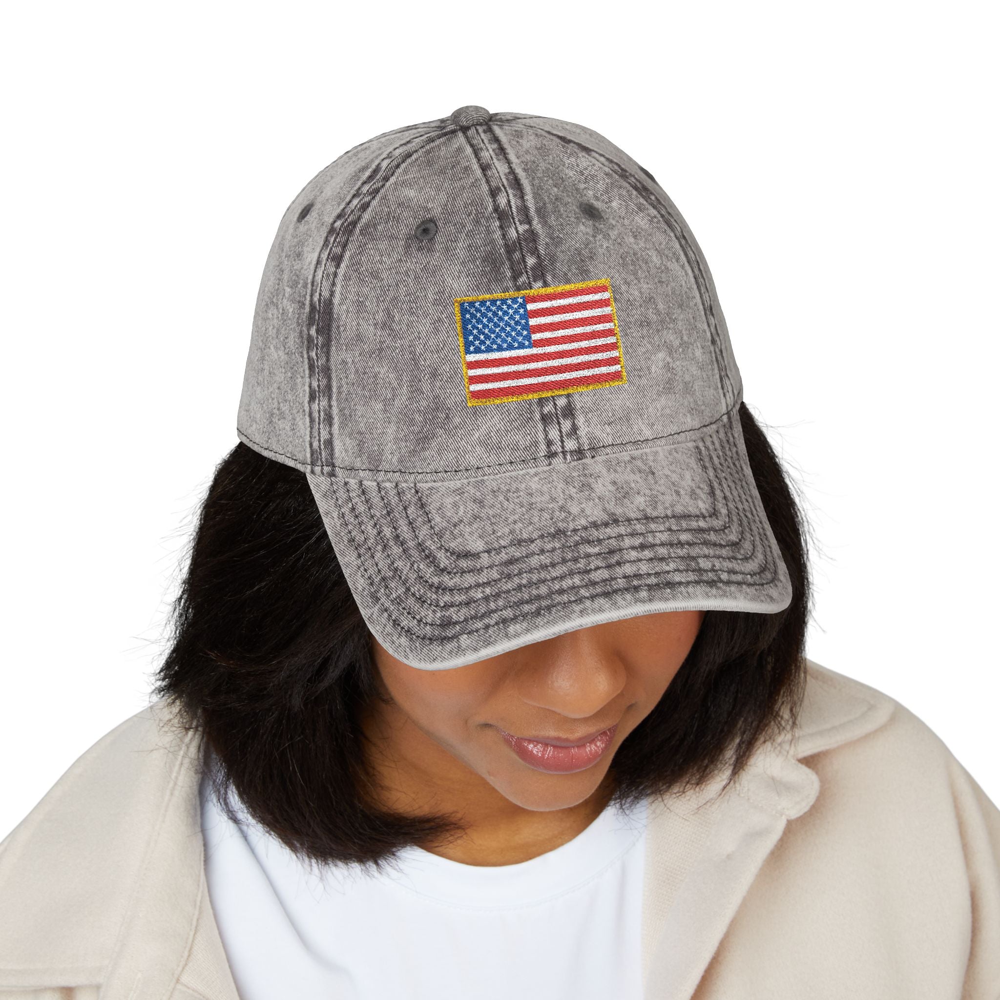 Embroidered Vintage American Flag Cap —  Hat for Patriotic Gifts