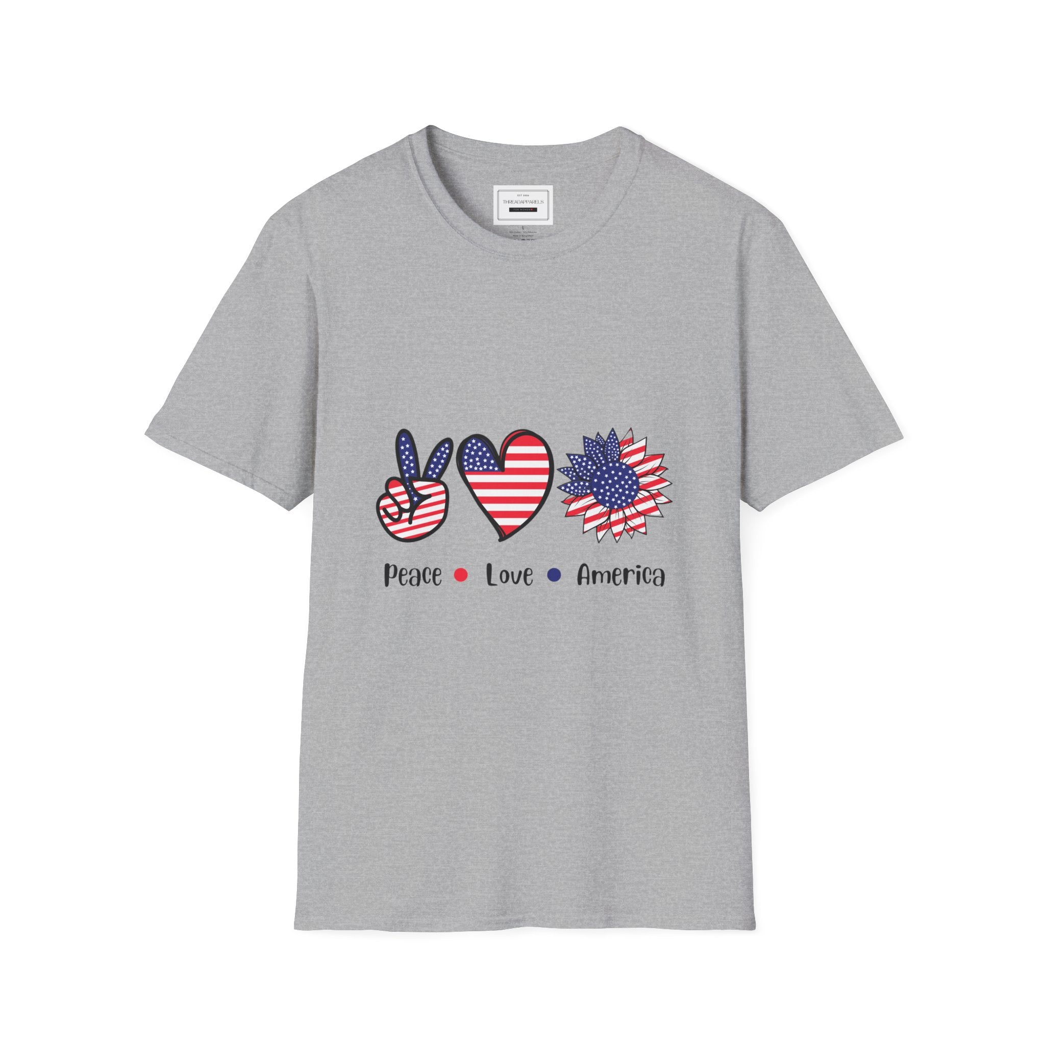 Peace Love America T-Shirt — Patriotic 4th of July Tee