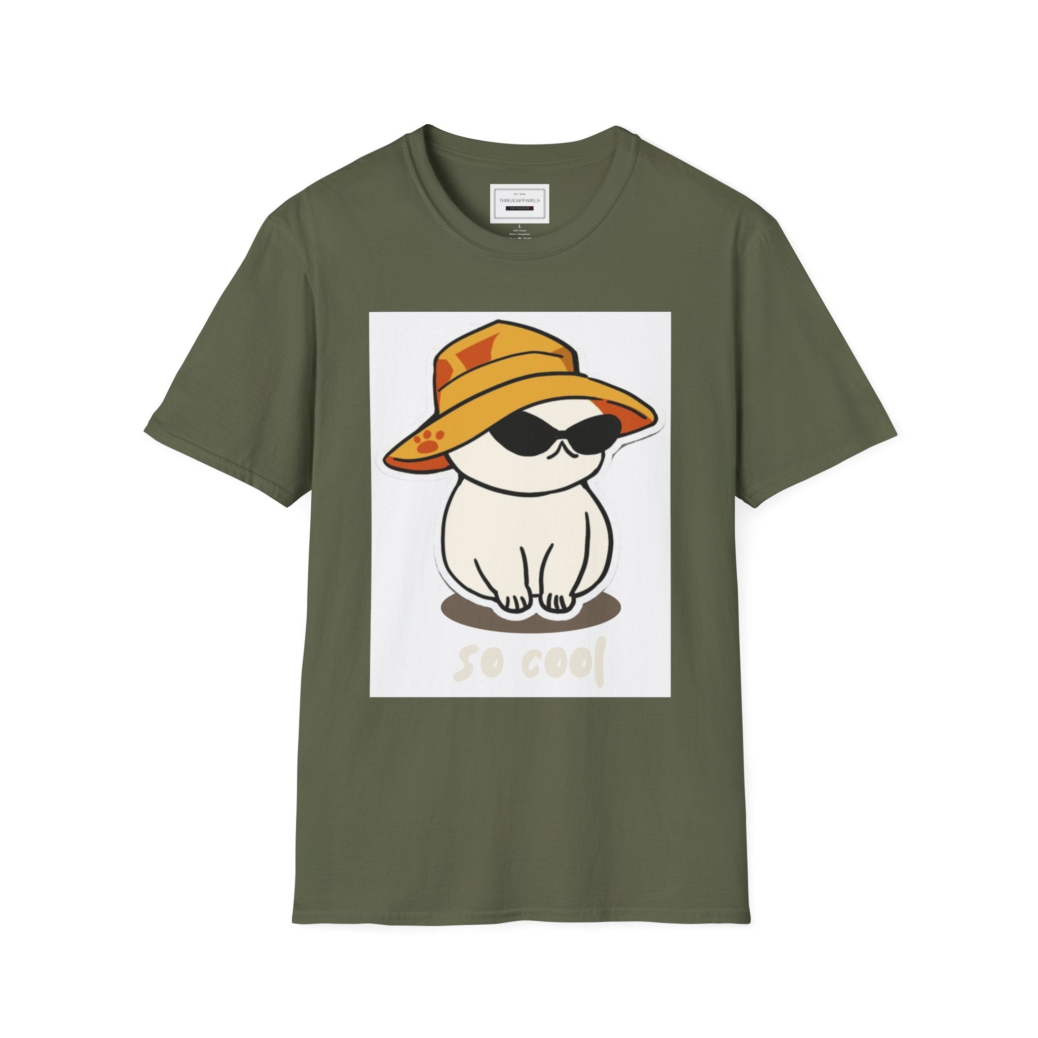 So Cool Cat T-Shirt — Cute Cat in Sun Hat & Sunglasses Graphic Tee