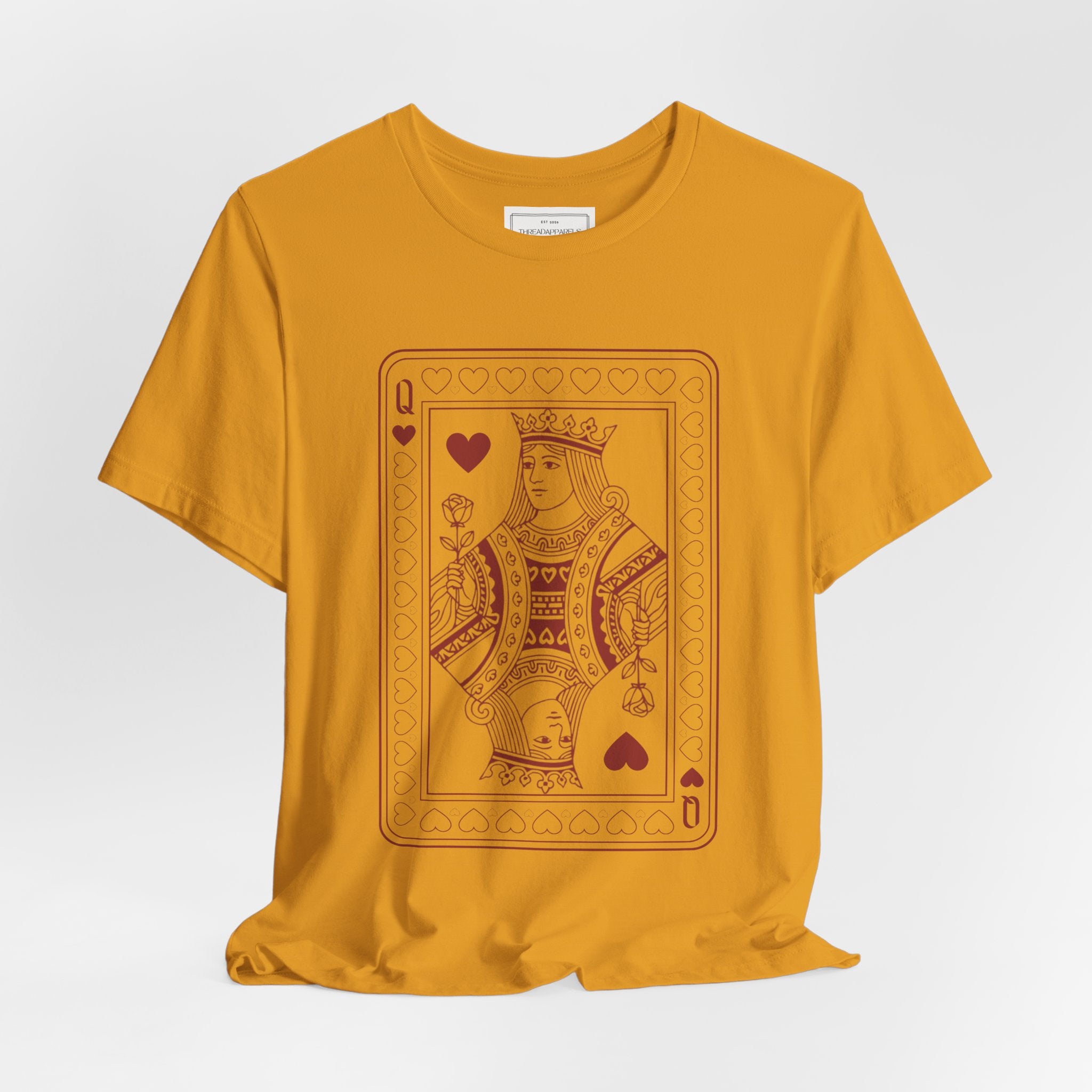 Queen of Hearts Playing Card T‑Shirt – Vintage Casino Graphic Tee