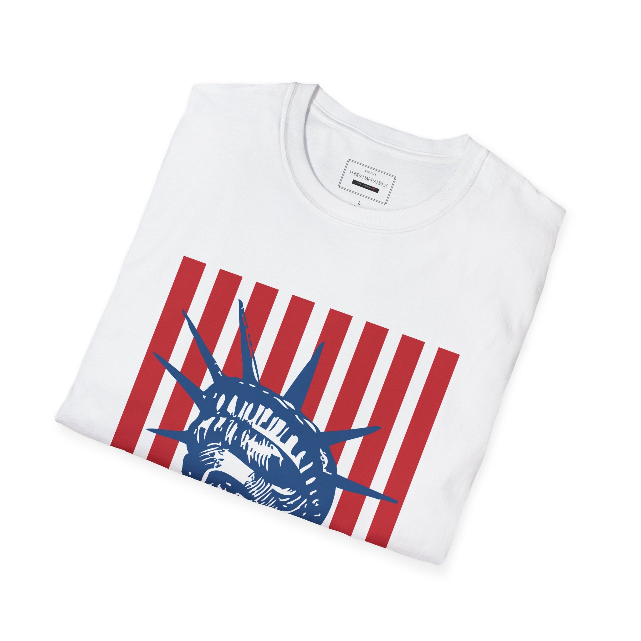 Liberty Statue Tee — Retro American Flag Stars Graphic T-Shirt