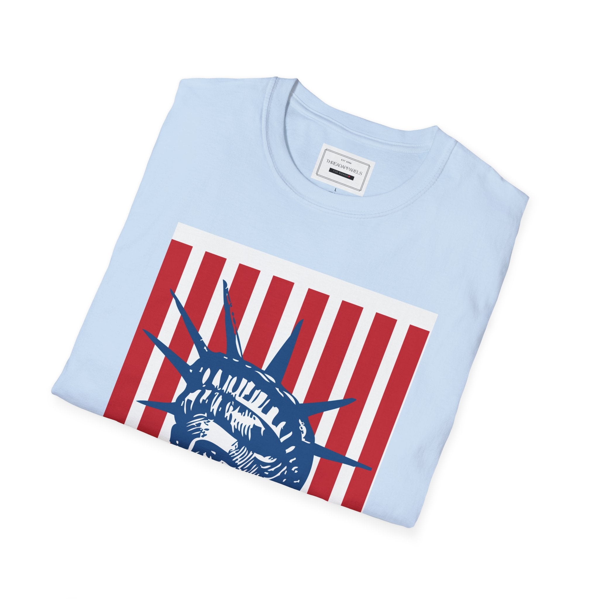 Liberty Statue Tee — Retro American Flag Stars Graphic T-Shirt